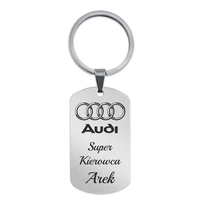Brelok do Kluczy z GRAWEREM Srebrny Stalowy Prosty na Prezent