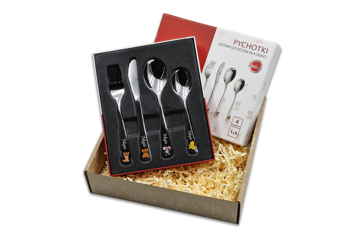 Prezent na Święta dla Dziecka Sztućce Gerlach Pychotki w Pudełku z GRAWEREM