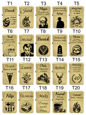 Zapalniczka Benzynowa z GRAWEREM + Zippo Prezent dla Chłopaka Męża Gold