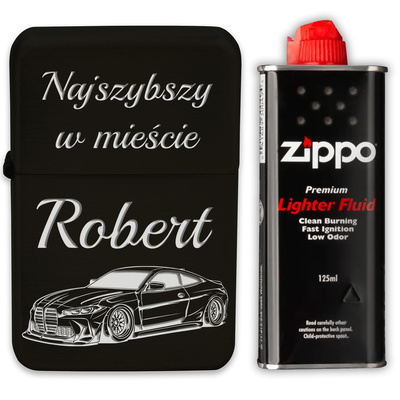 Zapalniczka Benzynowa z GRAWEREM + Zippo Prezent dla Chłopaka Męża Black