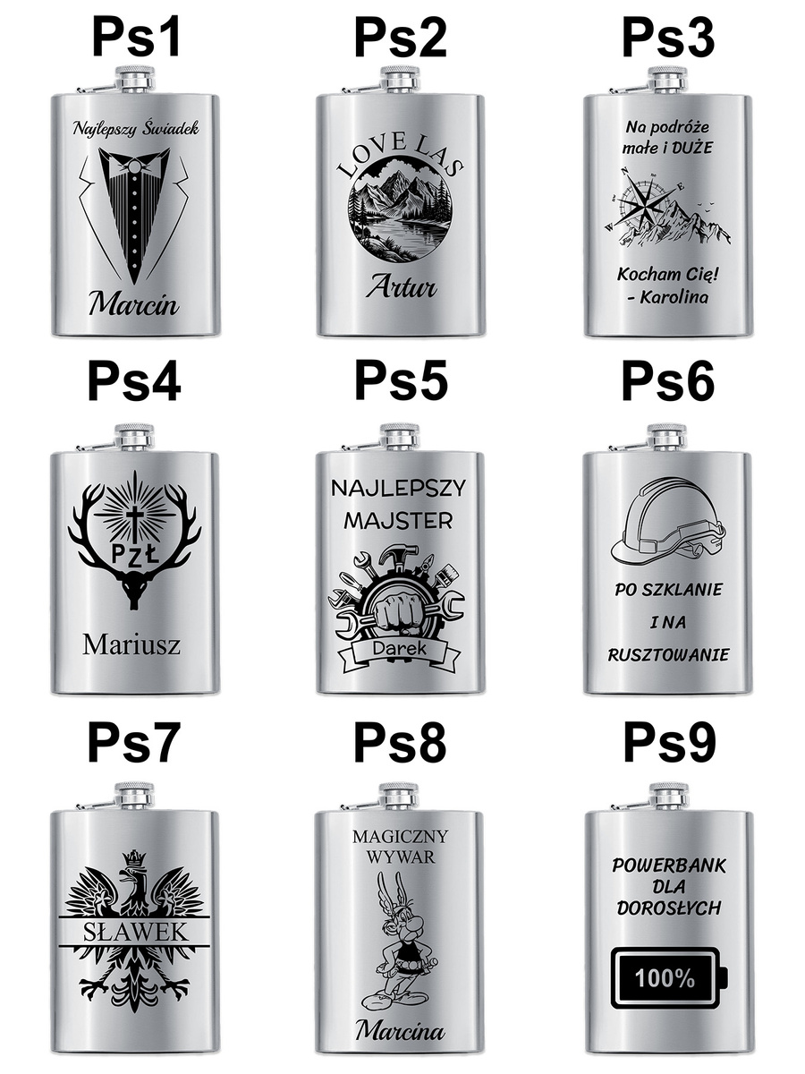 Piersiówka z GRAWEREM Stalowa 316L 240ml GRAWER Prezent dla Taty Męża