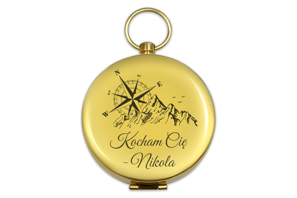 Mosiężny Kompas Złoty GRAWER Prezent na Urodziny Rocznicę Emeryturę