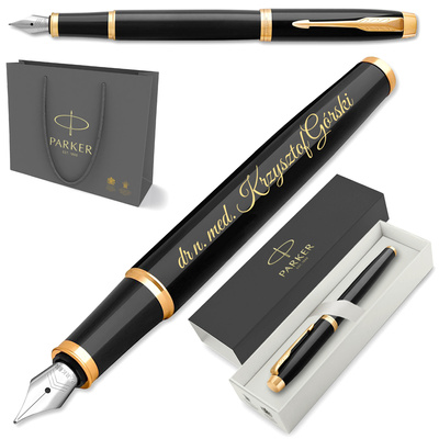 Pióro Wieczne Parker IM Czarne GT Pozłacane z GRAWEREM Prezent na Urodziny