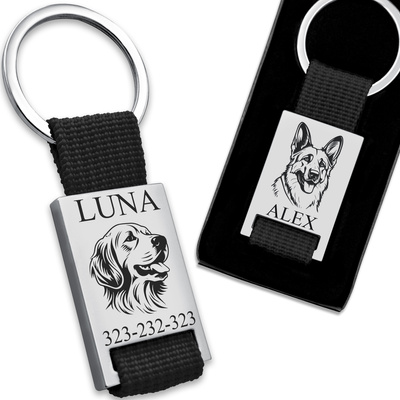 Adresówka Identyfikator dla Psa Prostokąt Czarna MOCNA Metal GRAWER