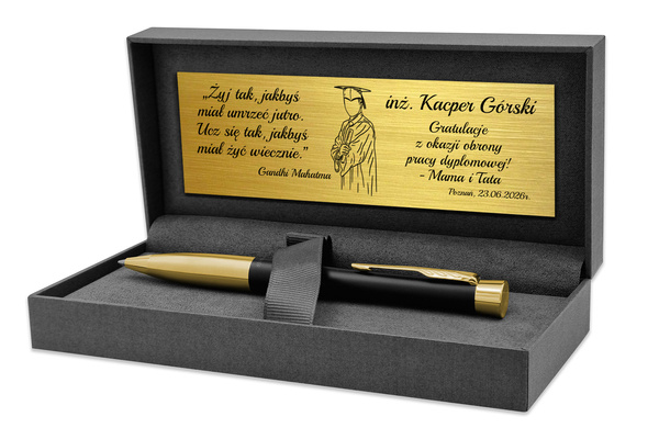 Długopis Parker Urban GT Muted Black Pozłacany z GRAWEREM Prezent dla Męża