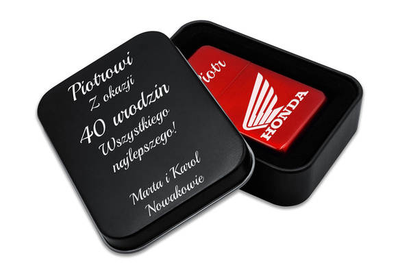 Zapalniczka Benzynowa z GRAWEREM + Pudełko Prezent na Święta RED