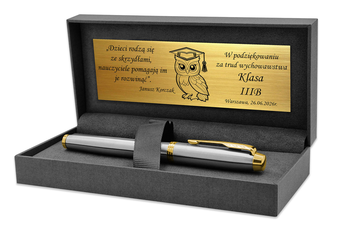 Pióro Wieczne Parker IM Brushed GT Pozłacane z GRAWEREM dla Chłopaka Męża
