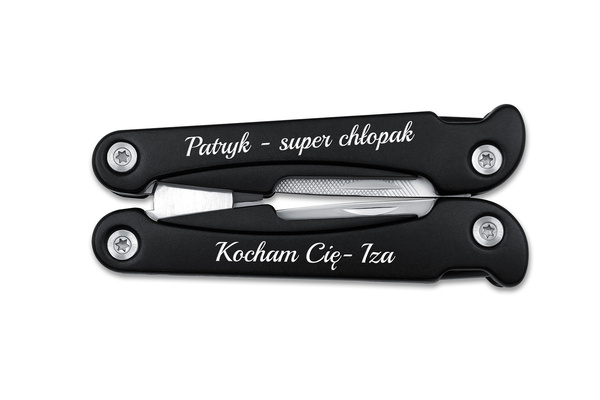  Zestaw Prezentowy Multitool Latarka LED Kompas GRAWER dla Mężczyzny Czarny