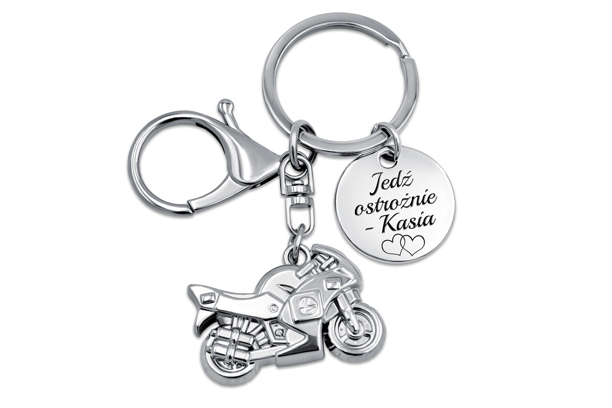Brelok Motor Motocykl metalowy z GRAWEREM Prezent dla Faceta Chłopaka