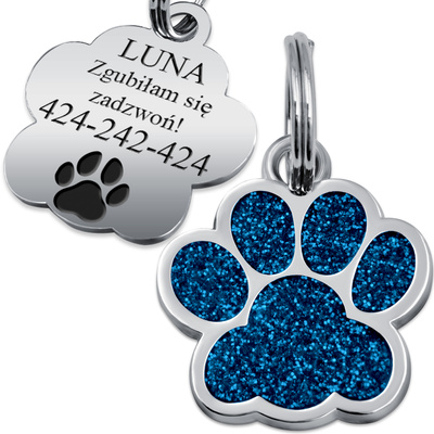 Adresówka Identyfikator dla Psa Kota Łapka Niebieska METAL GRAWER Gratis