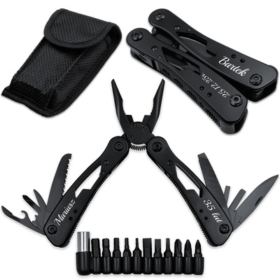 Multitool 20w1 Narzędzie Wielofunkcyjne z GRAWEREM Prezent na Święta Czarny