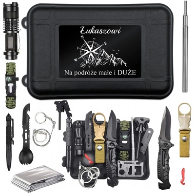 ZESTAW SURVIVALOWY 14 Narzędzi NIEZBĘDNIK Prezent na Święta z GRAWEREM