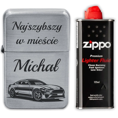 Zapalniczka Benzynowa z GRAWEREM + Zippo Prezent dla Chłopaka Męża Silver