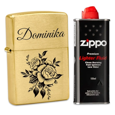 Zapalniczka Benzynowa Zippo Złota z GRAWEREM Prezent dla Chłopaka Męża Żony