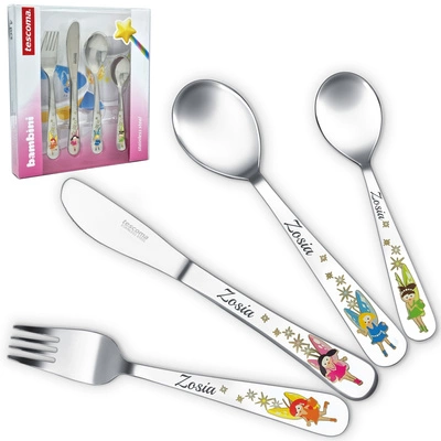 Sztućce dla Dzieci Tescoma Bambini WRÓŻKI Grawer Prezent na Chrzest Roczek