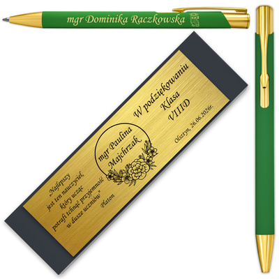 Długopis z GRAWEREM Zielony Prezent dla Nauczyciela Ucznia Wychowawcy