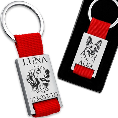 Adresówka Identyfikator dla Psa Prostokąt Czerwona MOCNA Metal GRAWER