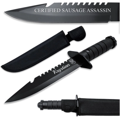 Nóż Taktyczny Czarny Duży z ETUI GRAWER Idealny Prezent dla Taty Żołnierza