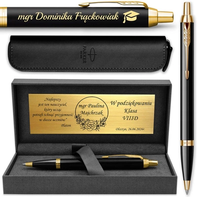 Długopis Parker IM Czarny GT Pozłacany z ETUI i GRAWEREM Gratis na Prezent