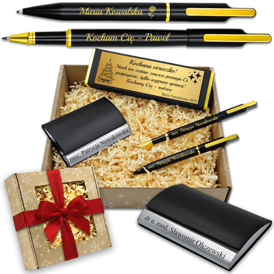 Zestaw Prezentowy Długopis i Pióro Kulkowe + Wizytownik z GRAWEREM