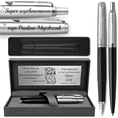 Pióro Wieczne i Długopis Parker Jotter 60 Czarny z ETUI Black i GRAWEREM