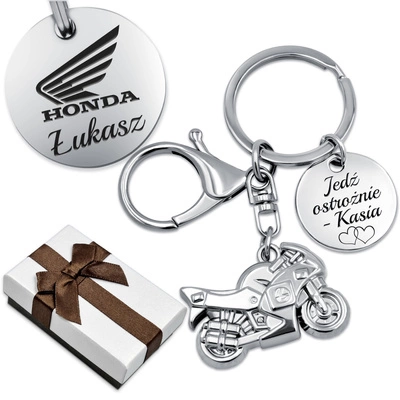 Brelok Motor Motocykl metalowy z GRAWEREM Prezent dla Faceta Chłopaka