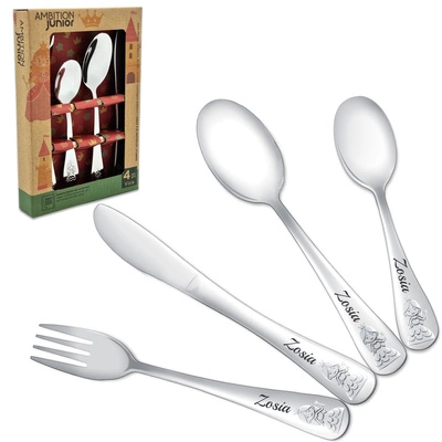 Sztućce dla Dzieci z GRAWEREM Księżniczka na Chrzest Roczek Urodzinki