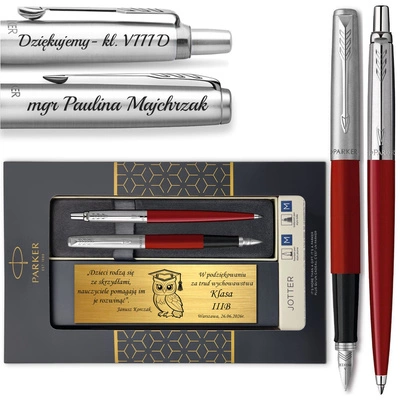 Pióro Wieczne i Długopis Parker Jotter 60 Czerwone z GRAWEREM na Prezent