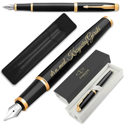 Pióro Wieczne Parker IM Czarne GT Pozłacane z Etui Black i GRAWEREM