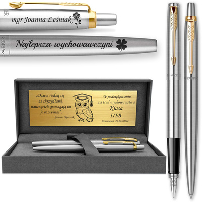 Pióro Wieczne i Długopis Parker Jotter GT Pozłacane z GRAWEREM Prezent PRE