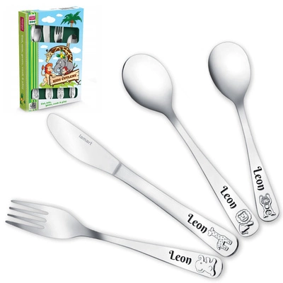 Sztućce dla Dzieci z GRAWEREM Lamart ZOO na Chrzest Roczek Urodzinki