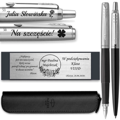 Pióro Wieczne i Długopis Parker Jotter 60 Czarny z ETUI i GRAWEREM Prezent