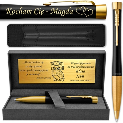 Długopis Parker Urban GT Pozłacany z ETUI Black i GRAWEREM na Prezent