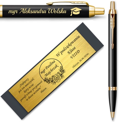 Długopis Parker IM Czarny GT Pozłacany z GRAWEREM Prezent dla Absolwenta