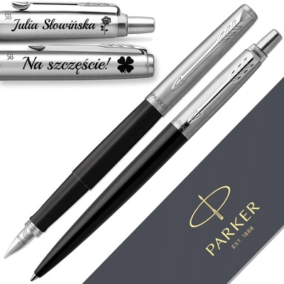 Pióro Wieczne i Długopis Parker Jotter 60 Czarny z Grawerem na 40 Urodziny 
