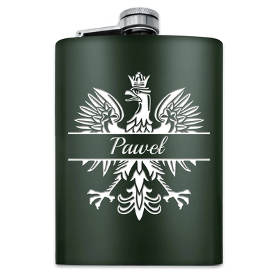 Piersiówka z GRAWEREM Stal Military GREEN 240ml GRAWER Prezent dla Taty