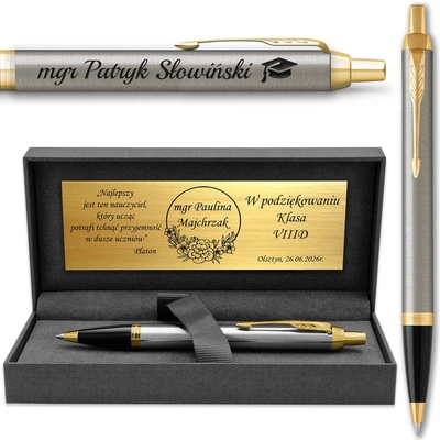 Długopis Parker IM Brushed GT Pozłacany z GRAWEREM na Prezent na Urodziny