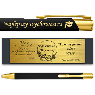Długopis z GRAWEREM Czarny Prezent dla Nauczyciela Ucznia Wychowawcy