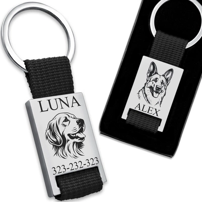 Adresówka Identyfikator dla Psa Prostokąt Czarna MOCNA Metal GRAWER