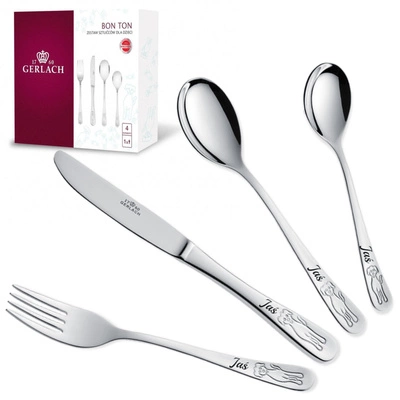 Sztućce dla Dzieci Gerlach Bon Ton Pieski Grawer Prezent na Chrzest Roczek