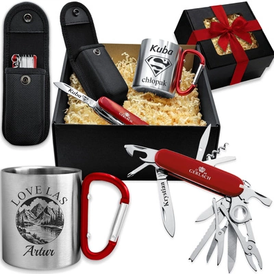 Prezent na Święta Gerlach Scyzoryk 20 funkcji + Kubek Stalowy z GRAWEREM