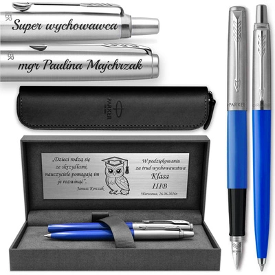 Pióro Wieczne i Długopis Parker Jotter 60 Niebieski z ETUI i GRAWEREM