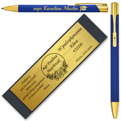 Długopis z GRAWEREM Granatowy Prezent dla Nauczyciela Ucznia Wychowawcy