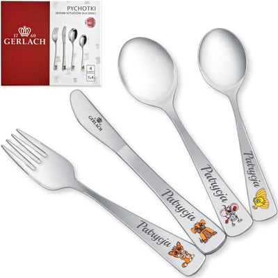 Sztućce dla Dzieci Gerlach Pychotki Grawer Prezent na Chrzest Roczek