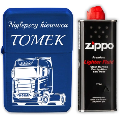 Zapalniczka Benzynowa z GRAWEREM + Zippo Prezent dla Chłopaka Męża BLUE