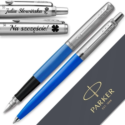Pióro Wieczne i Długopis Parker Jotter 60 Niebieskie z Dowolnym GRAWEREM 