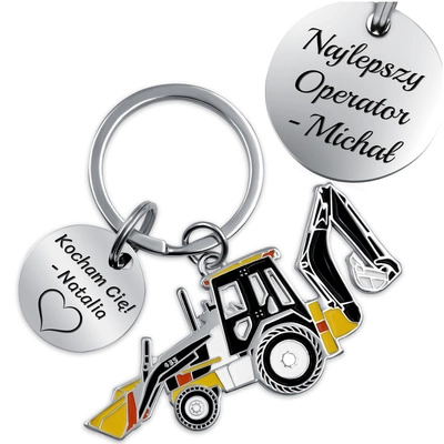 Brelok Koparka z GRAWEREM Gratis - Idealny na Prezent dla Męża Taty