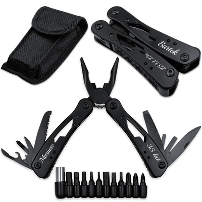 Multitool 20w1 Narzędzie Wielofunkcyjne z GRAWEREM Prezent na Święta Czarny