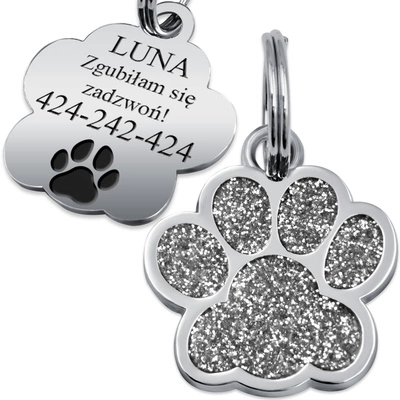 Adresówka Identyfikator dla Psa Kota Łapka Szara METAL GRAWER Gratis