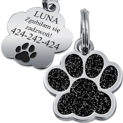 Adresówka Identyfikator dla Psa Kota Łapka Czarna METAL GRAWER Gratis